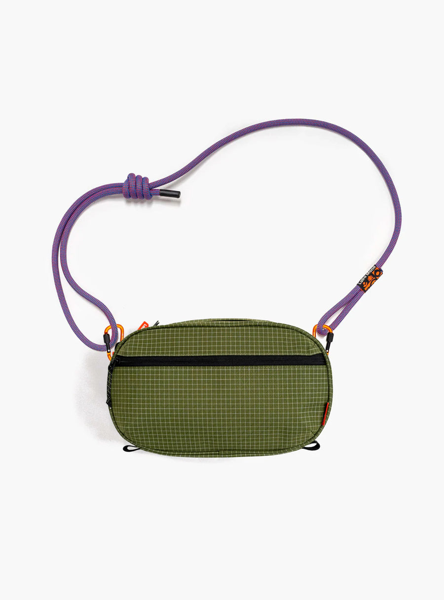 Sling Bag - Large in Olive with a rope strap.