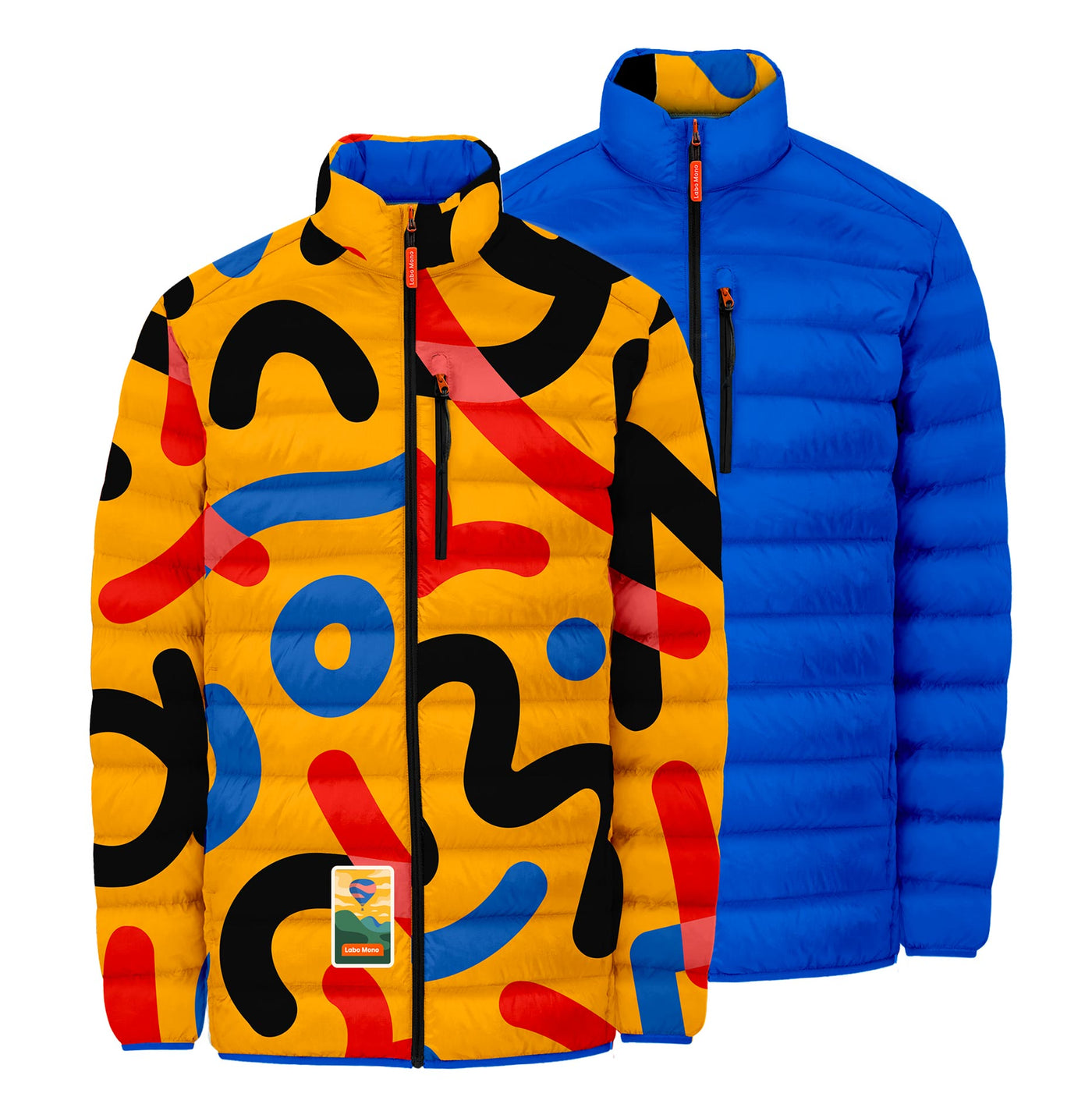 Men's Puffer-Puffer Jacket — Fizzy Yellow & Blue