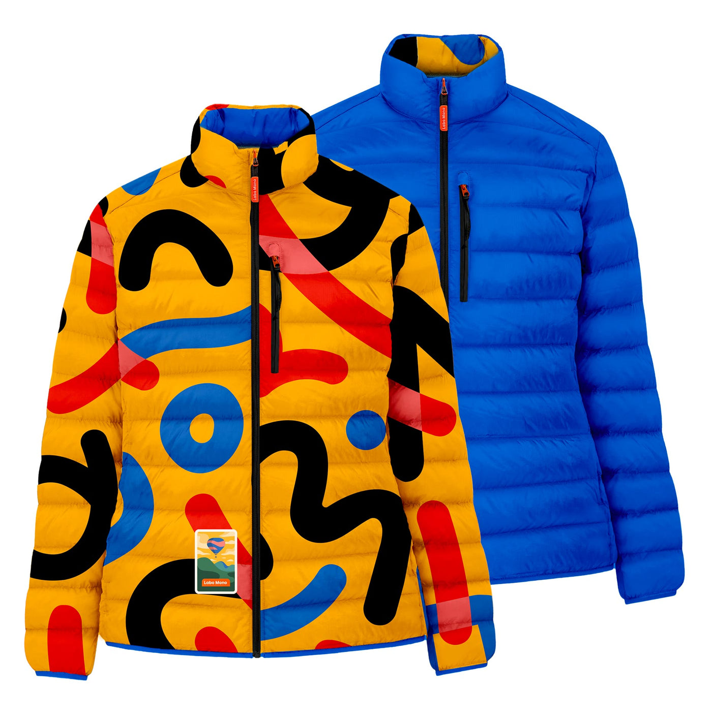 Women's Puffer-Puffer Jacket — Fizzy Yellow & Blue